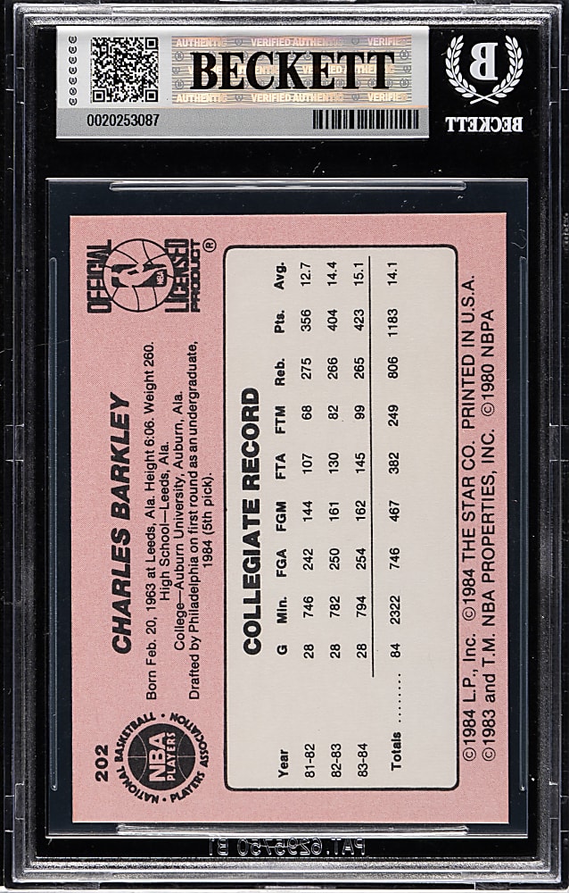 1984-1985 Star Company Basketball #202 Charles Barkley Rookie BGS NM-MT+ 8.5