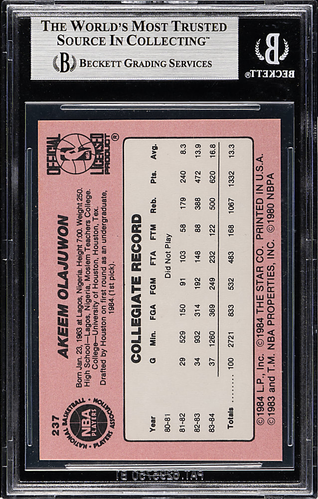 1984-1985 Star Company Basketball #237 Hakeem Olajuwon BGS NM+ 7.5