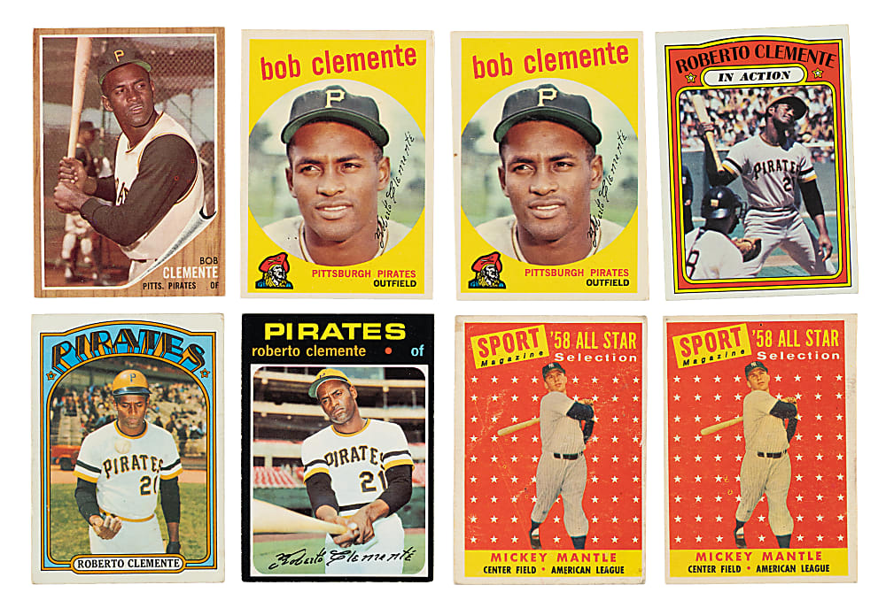 1957 to 1972 Topps Roberto Clemente and Mickey Mantle Collection (12)