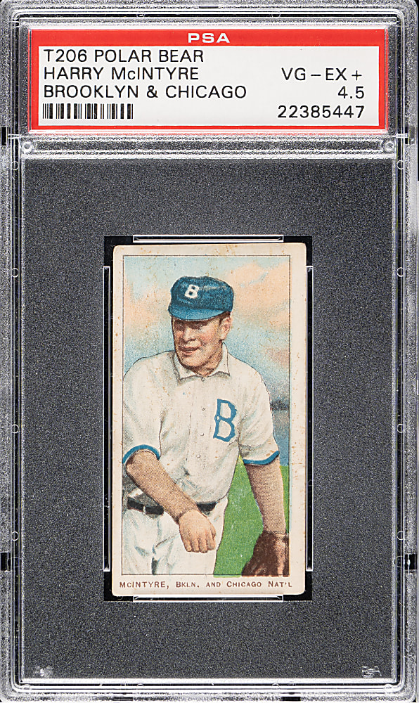 1909-1911 T206 White Border Harry McIntyre Brooklyn & Chicago PSA VG-EX+ 4.5 - Polar Bear Back
