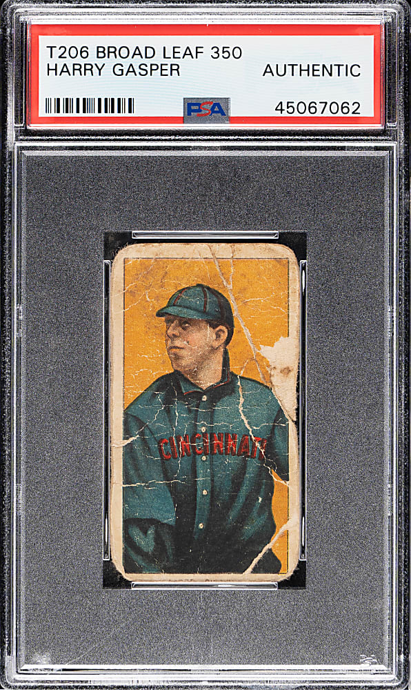 1909-1911 T206 White Border Harry Gasper PSA Authentic - Broad Leaf 350 Back