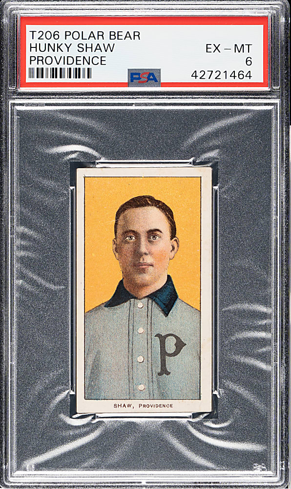 1909-1911 T206 White Border Hunky Shaw PSA EX-MT 6 - Polar Bear Back