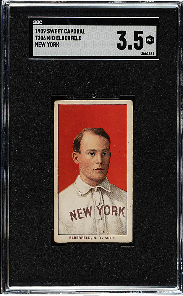 1909-1911 T206 White Border Kid Elberfeld Portrait New York SGC VG+ 3.5