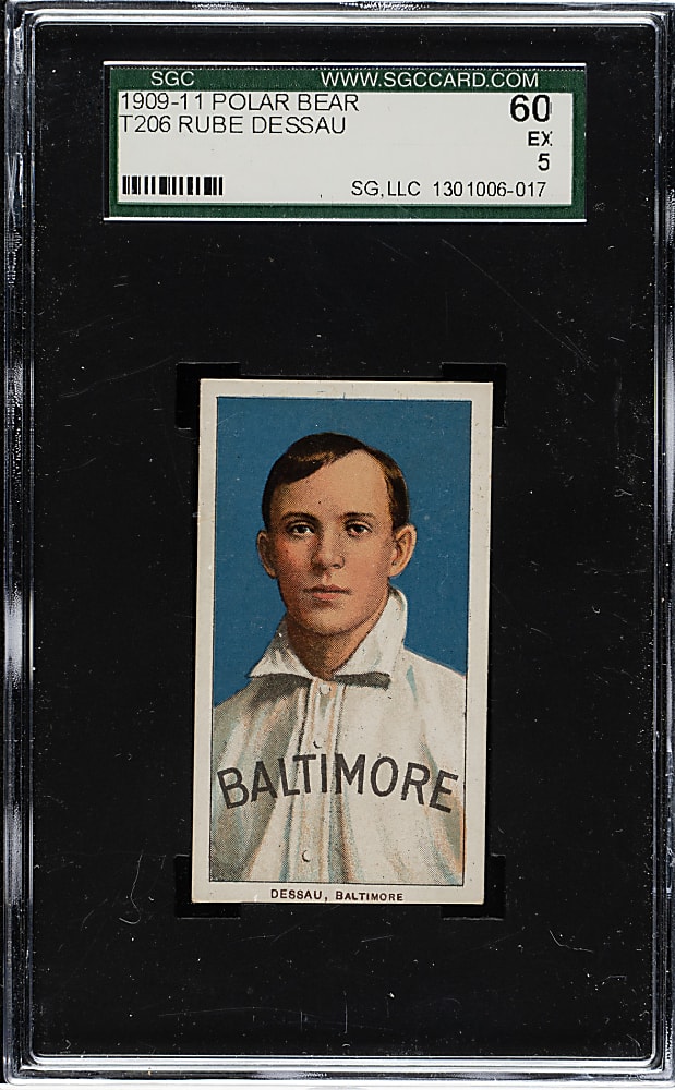 1909-1911 T206 White Border Rube Dessau SGC EX 60 - Polar Bear Back