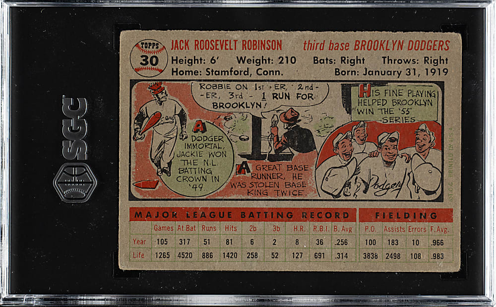 1956 Topps #30 Jackie Robinson Gray Back SGC FAIR 1.5