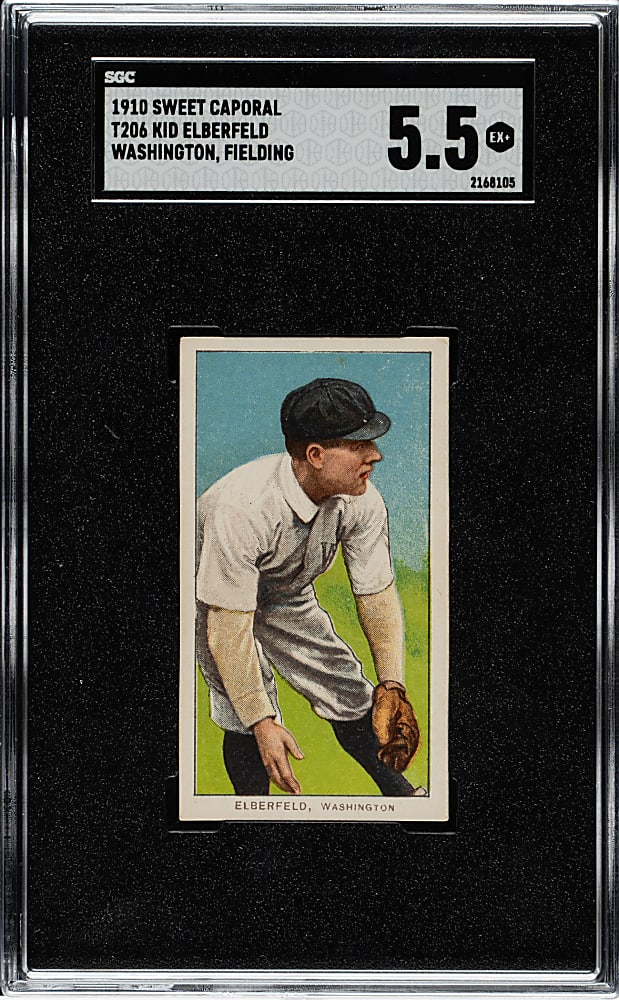 1909-1911 T206 White Border Kid Elberfeld Washington, Fielding SGC EX+ 5.5