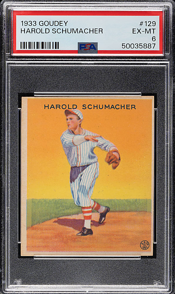 1933 R319 Goudey #129 Harold Schumacher PSA EX-MT 6