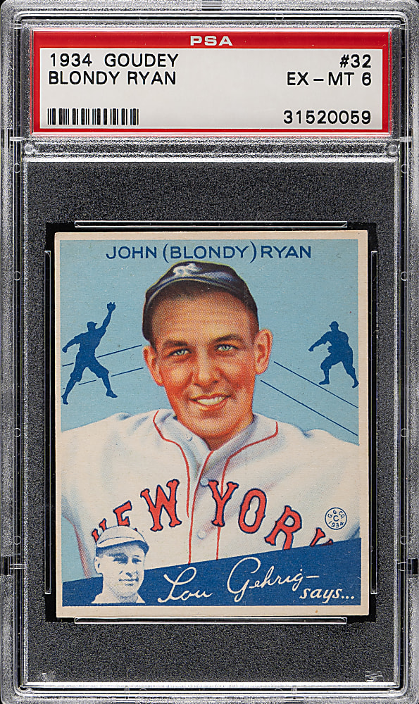 1934 R320 Goudey #32 Blondy Ryan PSA EX-MT 6