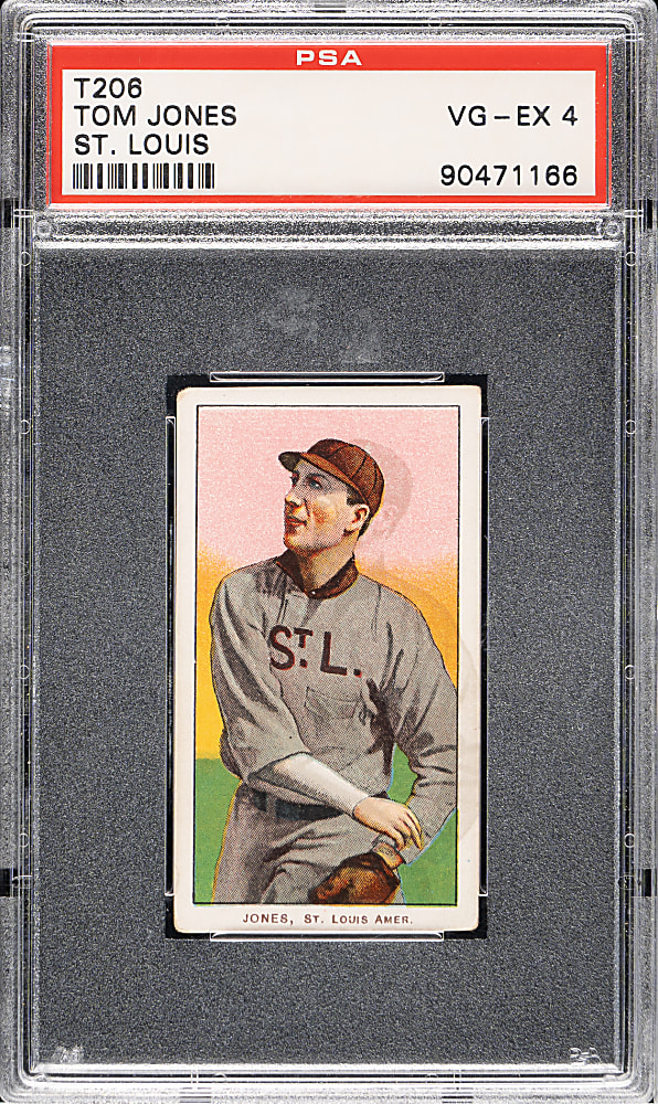 1909-1911 T206 White Border Tom Jones PSA VG-EX 4 - Interesting Printing Anomaly - Ghost Image on Front