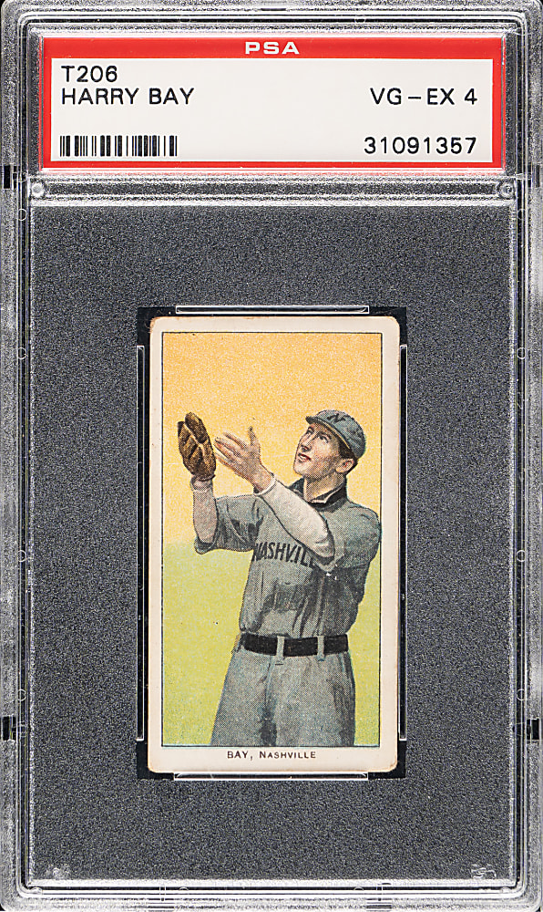 1909-1911 T206 White Border Harry Bay Southern Leaguer PSA VG-EX 4 - Old Mill Back