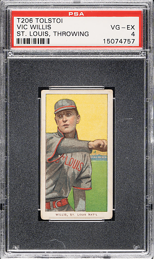 1909-1911 T206 White Border Vic Willis Throwing PSA VG-EX 4 - Tolstoi Back