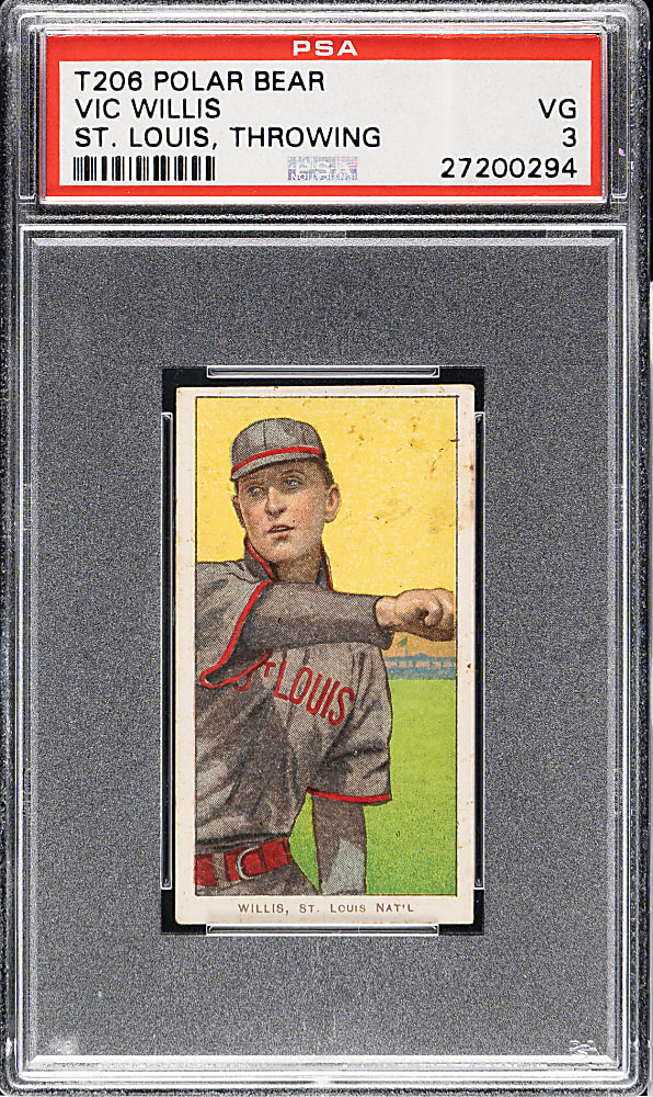 1909-1911 T206 White Border Vic Willis Throwing PSA VG 3 - Polar Bear Back