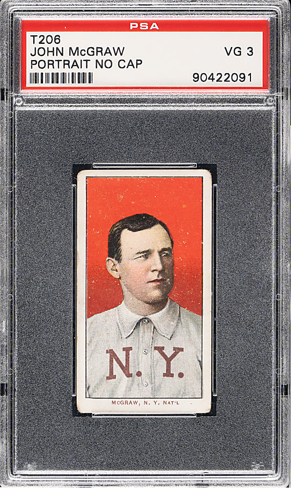 1909-1911 T206 White Border John McGraw Portrait No Cap PSA VG 3 - Sovereign 150 Back