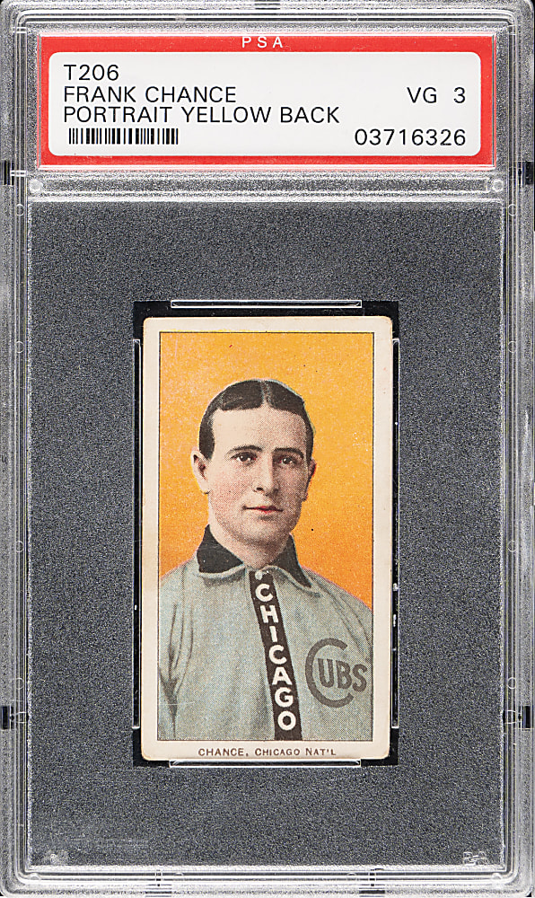 1909-1911 T206 White Border Frank Chance Yellow Background PSA VG 3