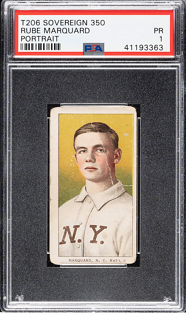1909-1911 T206 White Border Rube Marquard Portrait PSA POOR 1 - Sovereign 350 Back