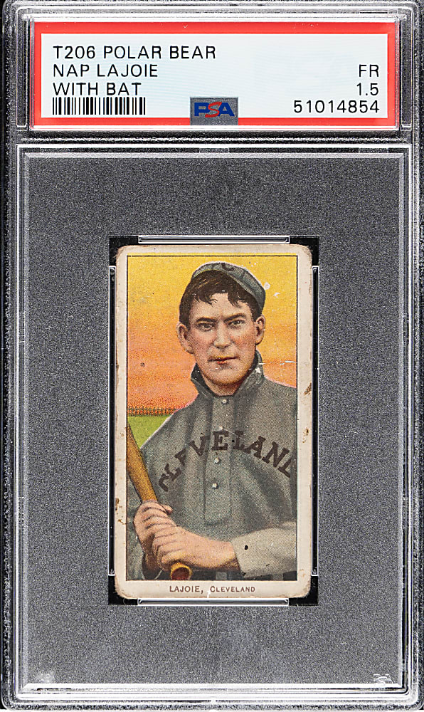1909-1911 T206 White Border Nap Lajoie with Bat PSA FAIR 1.5 - Polar Bear Back
