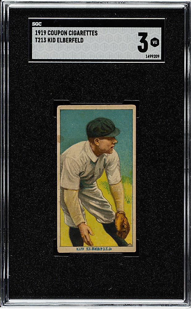 1919 T213 Coupon Cigarettes (Type 3) Kid Elberfeld Brooklyn SGC VG 3