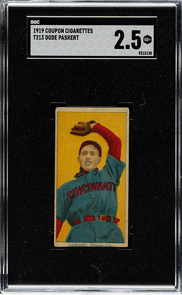 1919 T213 Coupon Cigarettes (Type 3) Dode Paskert Philadelphia Nat. SGC GOOD+ 2.5