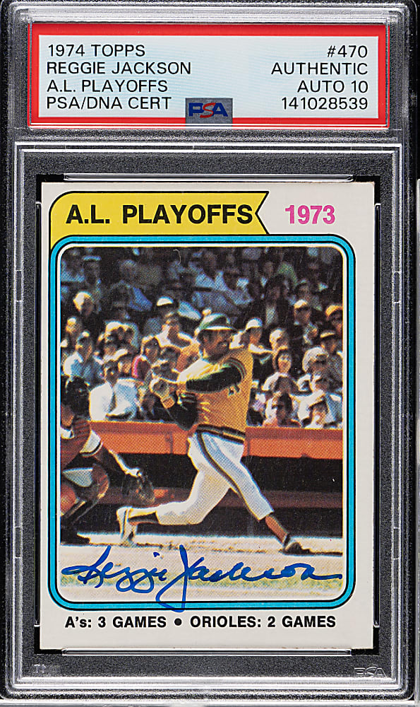 Signed 1974 Topps #130 Reggie Jackson PSA/DNA GEM MINT 10