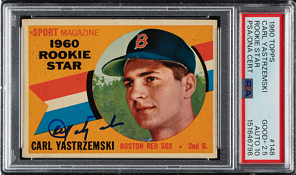 Signed 1960 Topps #148 Carl Yastrzemski Rookie PSA GOOD+ 2.5 with GEM MINT 10 Signature