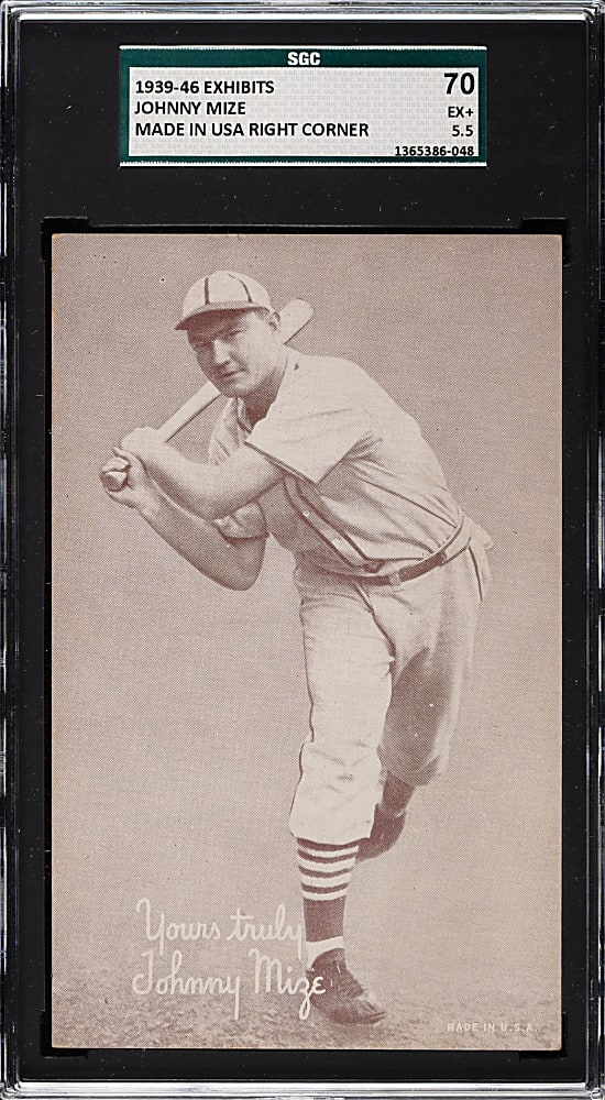 1939-1946 W462 Salutation Exhibits Johnny Mize SGC EX+ 70