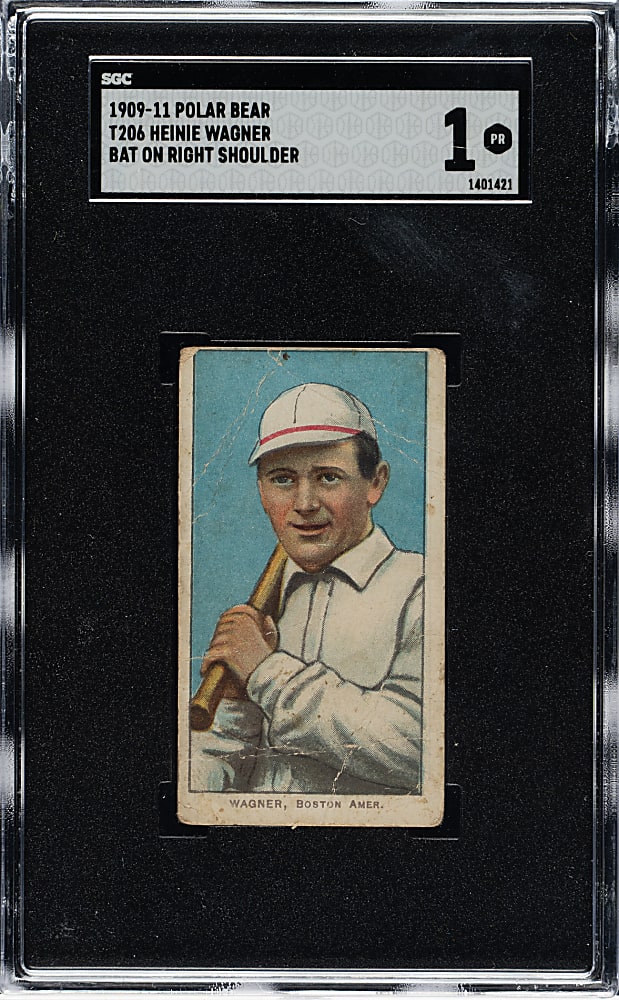 1909-1911 T206 White Border Heinie Wagner Bat on Right Shoulder SGC POOR 1 - Polar Bear Back