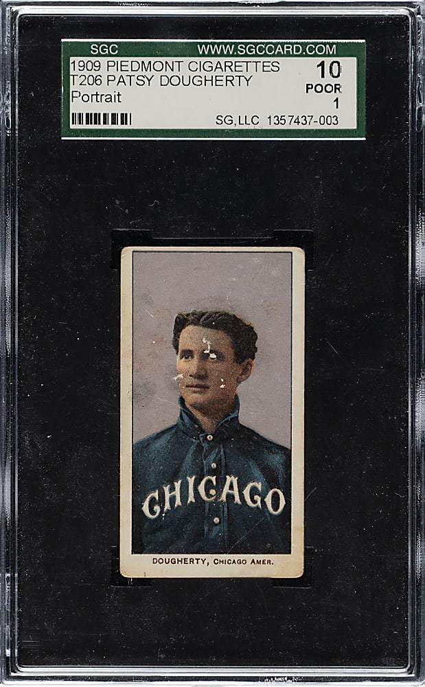 1909-1911 T206 White Border Patsy Dougherty Portrait SGC POOR 10 - Parts of Two Backs Showing!