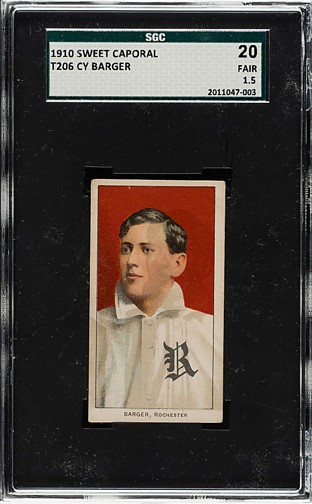 1909-1911 T206 White Border Cy Barger SGC FAIR 1.5 - Interesting Printing Anomaly - Ghost Image on Front