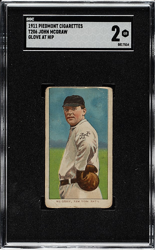 1909-1911 T206 White Border John McGraw Glove At Hip SGC GOOD 2
