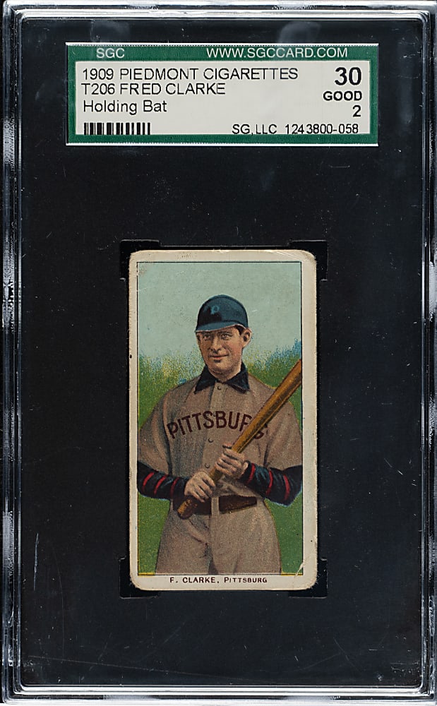 1909-1911 T206 White Border Fred Clarke Holding Bat SGC GOOD 30