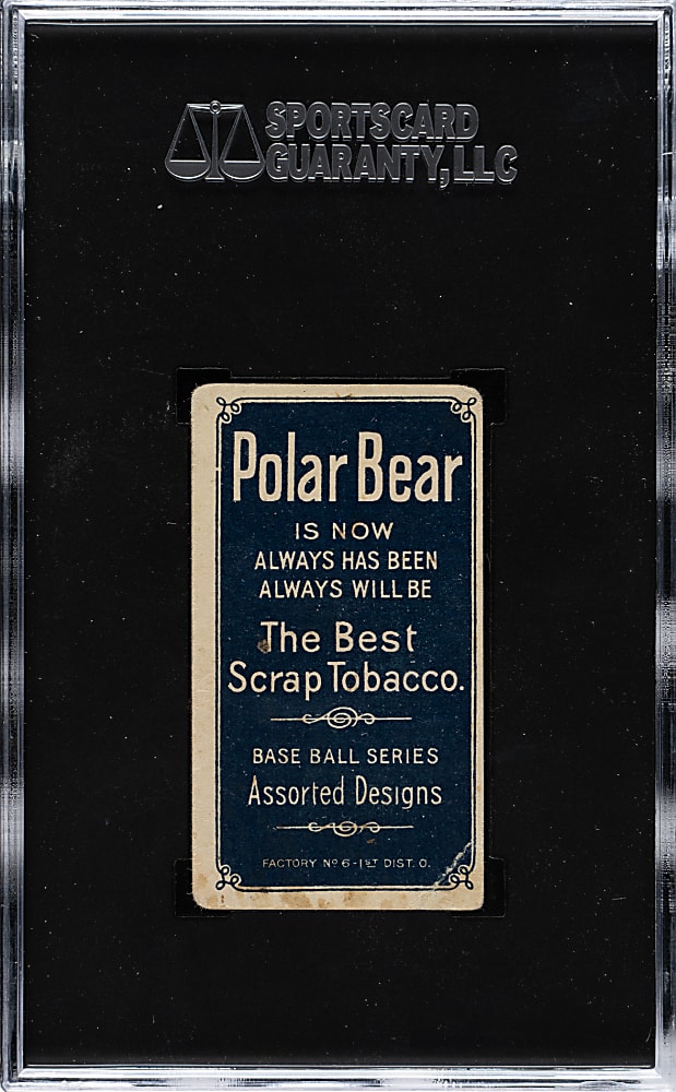 1909-1911 T206 White Border Bob Bescher Portrait SGC GOOD+ 2.5 - Polar Bear Back