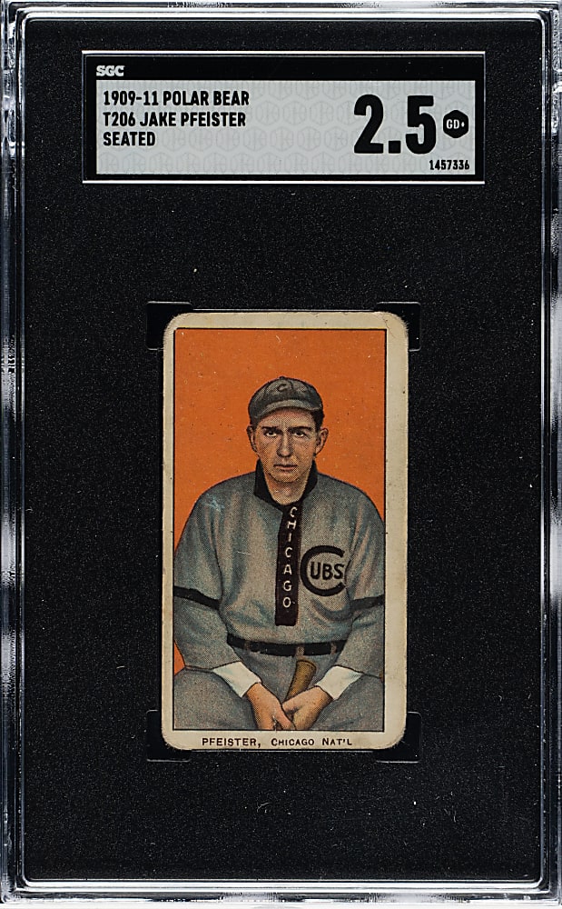 1909-1911 T206 White Border Jake Pfeister Seated SGC GOOD+ 2.5 - Polar Bear Back