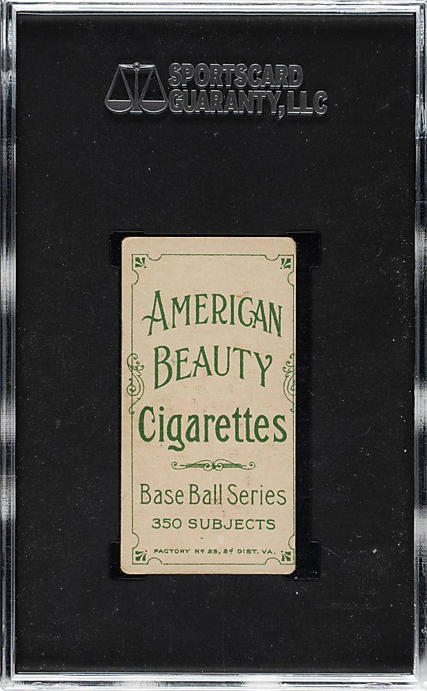 1909-1911 T206 White Border Miller Huggins Hands At Mouth SGC GOOD+ 35 - American Beauty 350 Back