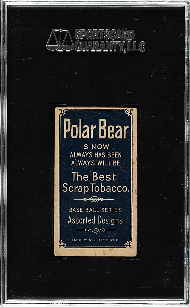 1909-1911 T206 White Border Roger Bresnahan with Bat SGC VG 40 - Polar Bear Back