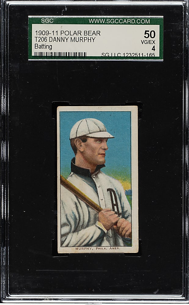 1909-1911 T206 White Border Danny Murphy Batting SGC VG/EX 50 - Polar Bear Back