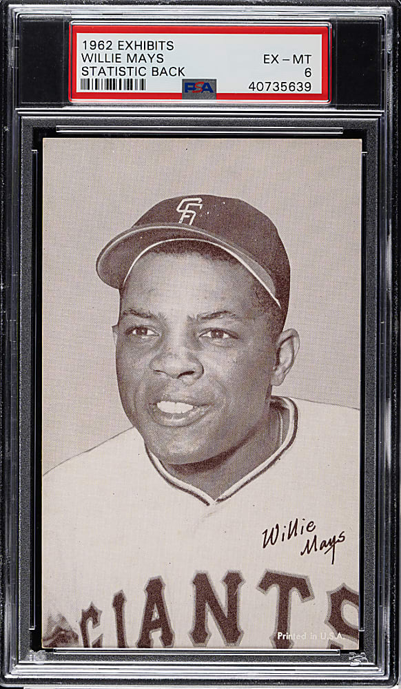 1962 Statistic Back Exhibits Willie Mays PSA EX-MT 6