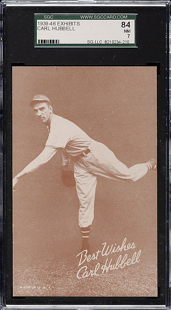 1939-1946 W462 Salutation Exhibits Carl Hubbell SGC NM 84