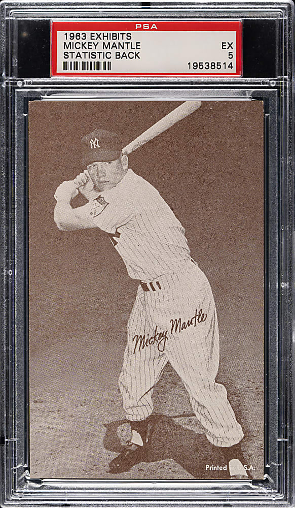 1963 Statistic Back Exhibits Mickey Mantle PSA EX 5