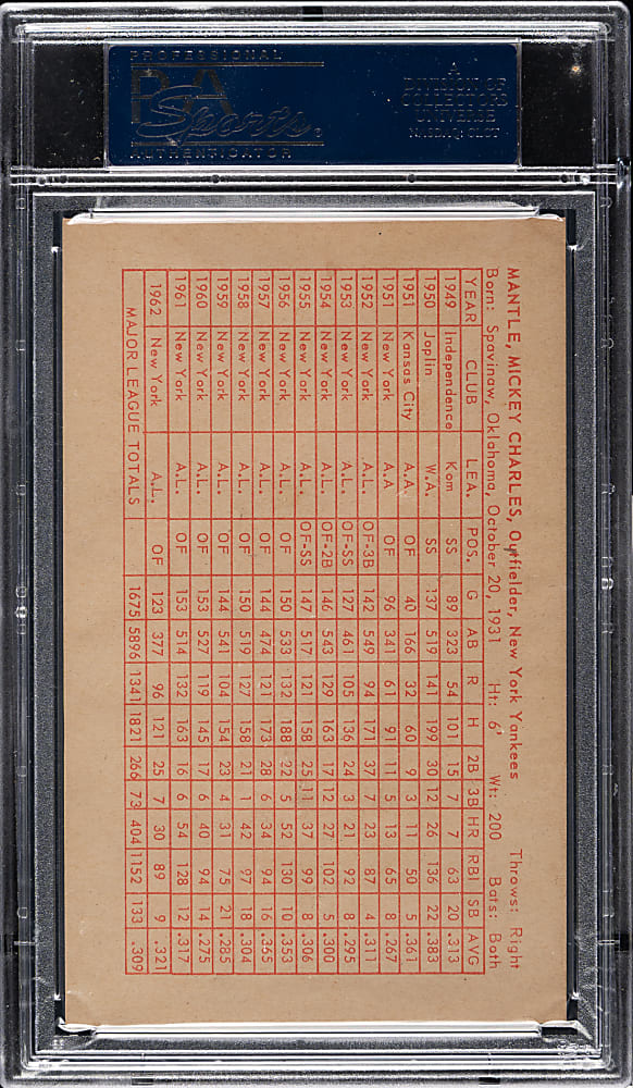 1963 Statistic Back Exhibits Mickey Mantle PSA EX 5