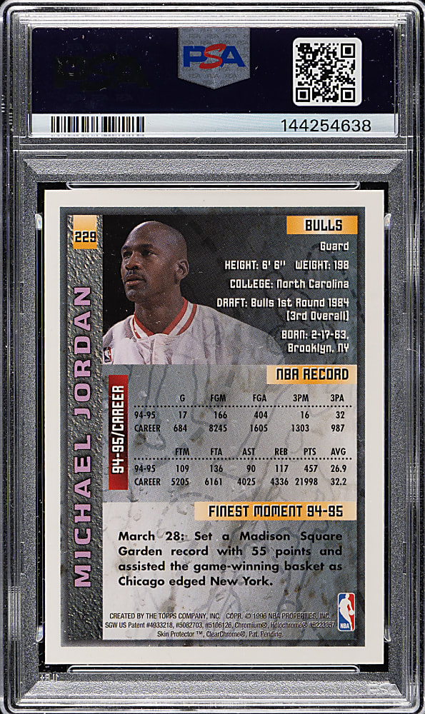 1995-1996 Topps Finest Basketball #229 Michael Jordan PSA MINT 9