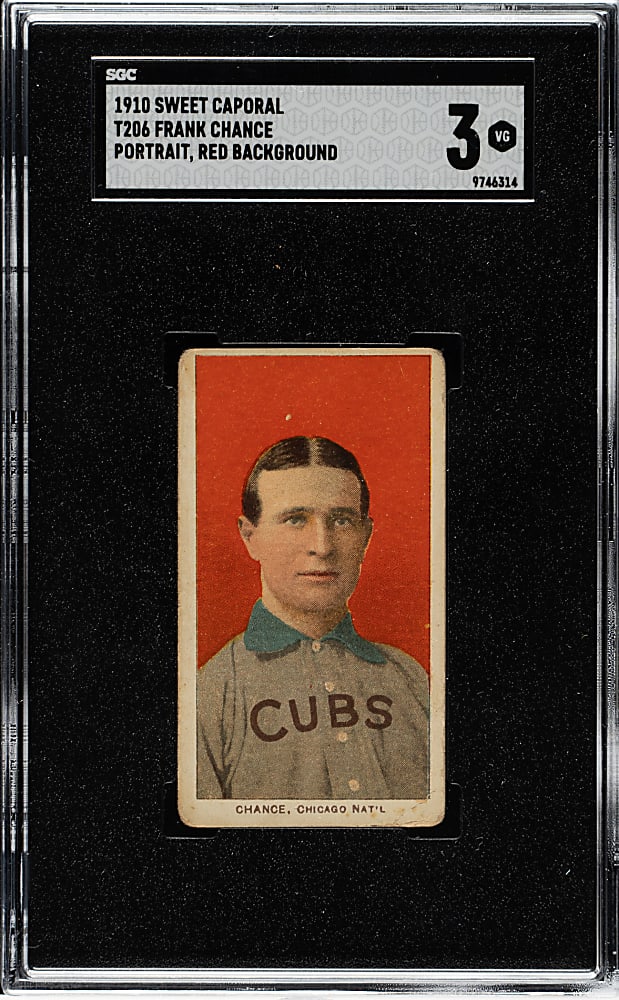1909-1911 T206 White Border Frank Chance Portrait Red Background SGC VG 3