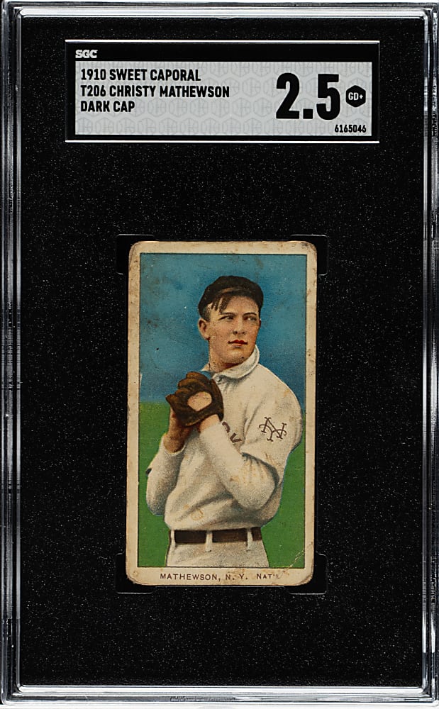 1909-1911 T206 White Border Christy Mathewson Dark Cap SGC GOOD+ 2.5