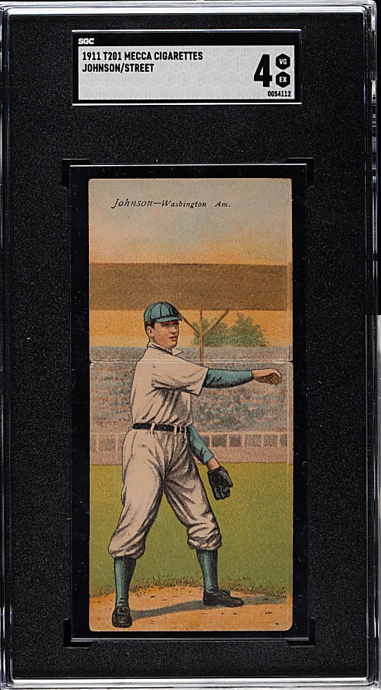 1911 T201 Mecca Double Folder Walter Johnson/Charles Street SGC VG/EX 4