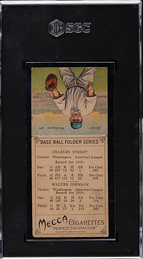 1911 T201 Mecca Double Folder Walter Johnson/Charles Street SGC VG/EX 4