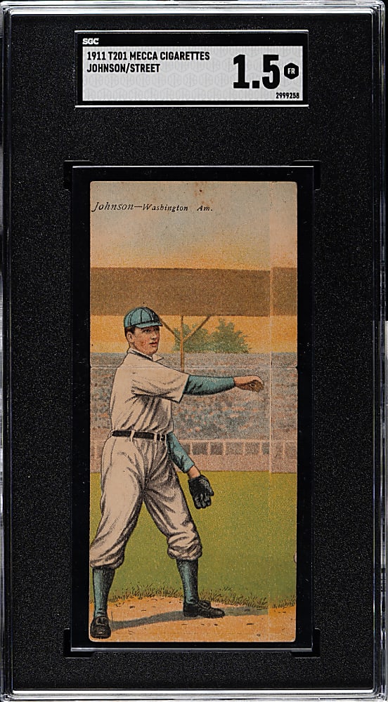 1911 T201 Mecca Double Folder Walter Johnson/Charles Street SGC FAIR 1.5