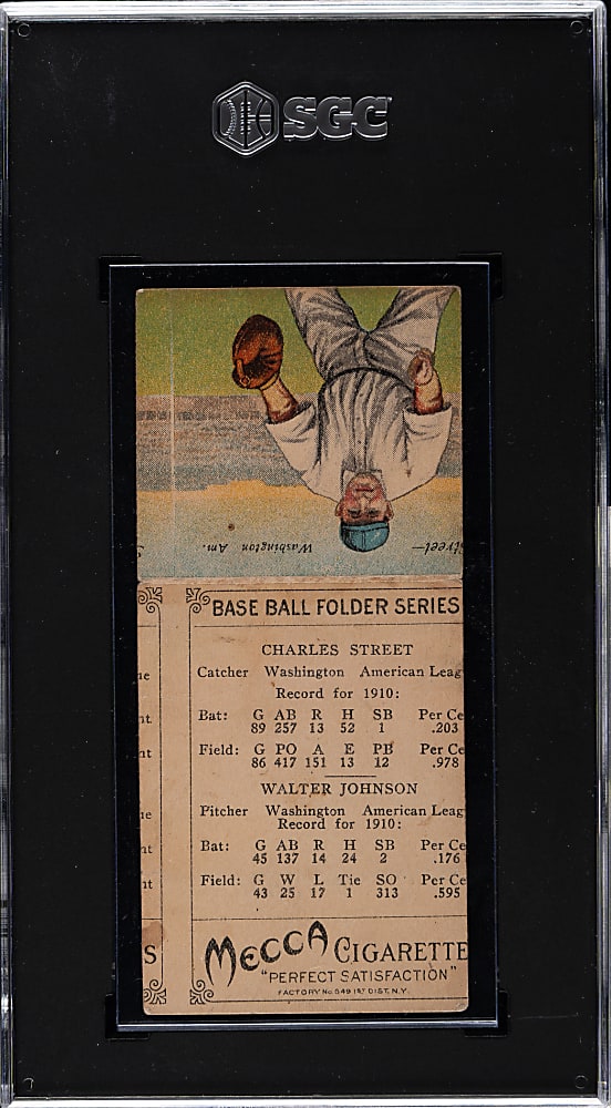 1911 T201 Mecca Double Folder Walter Johnson/Charles Street SGC FAIR 1.5