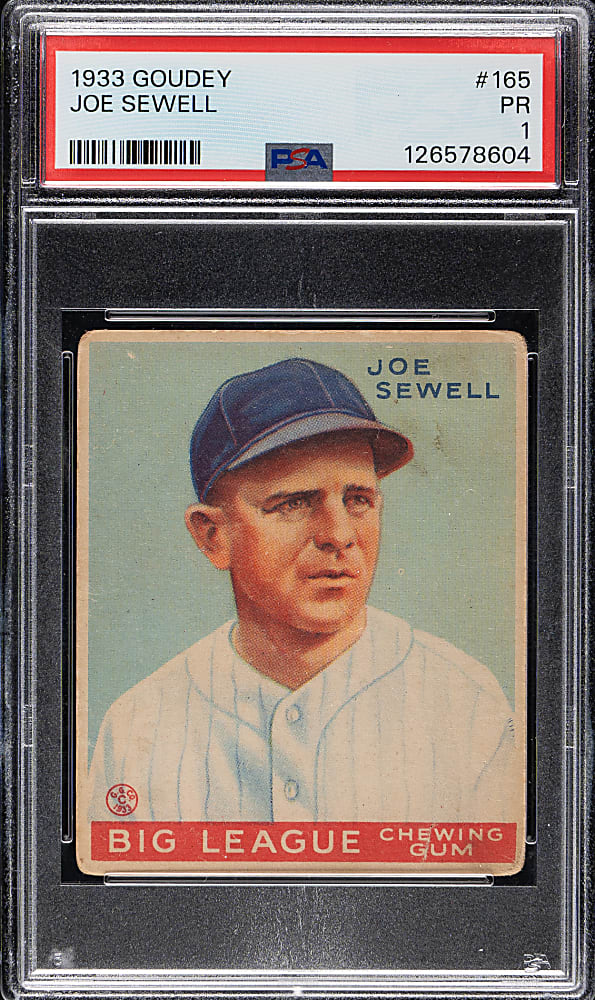 1933 R319 Goudey #165 Joe Sewell PSA POOR 1