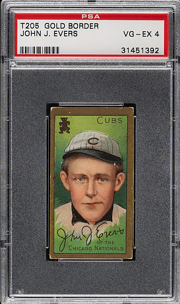 1911 T205 Gold Border Johnny Evers PSA VG-EX 4 - Polar Bear Back
