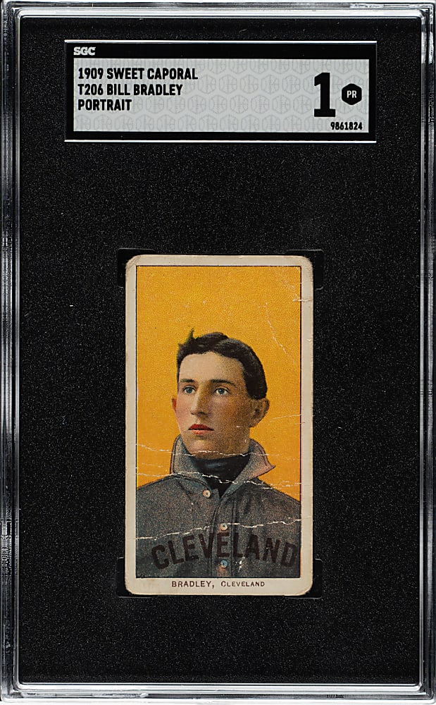1909-1911 T206 White Border Bill Bradley Portrait SGC POOR 1