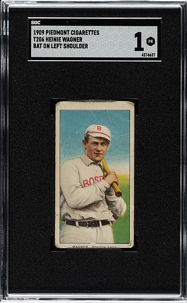 1909-1911 T206 White Border Heinie Wagner Bat on Left Shoulder SGC POOR 1